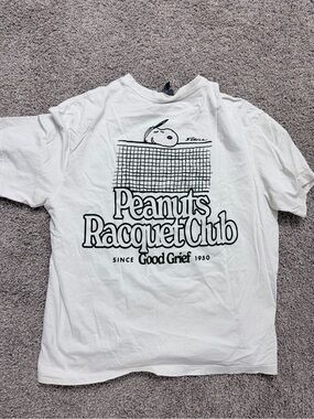 H&M White Peanuts Racquet Club Graphic Tee